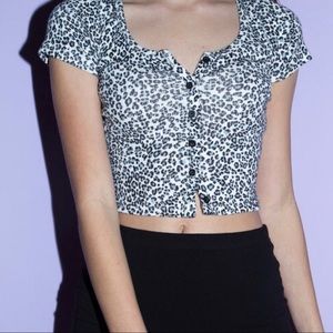 🌙 Brandy Melville Blue Cheetah Zella Top!